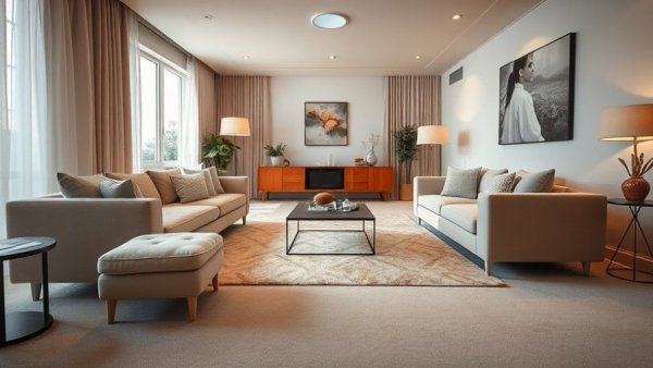 Spotless carpet in a modern living room, highlighting the best carpet cleaning services in Montclair CA.