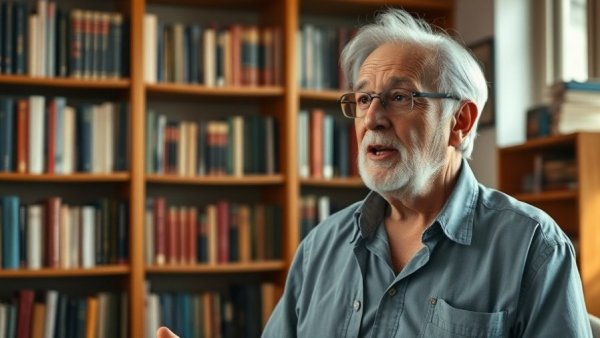 Elderly man discussing in a study, navigating fear and anxiety in uncertainty.