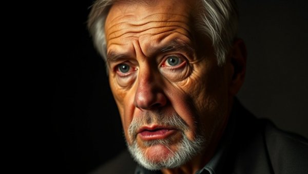 Discontent among US parents illustrated by concerned older man's serious expression.