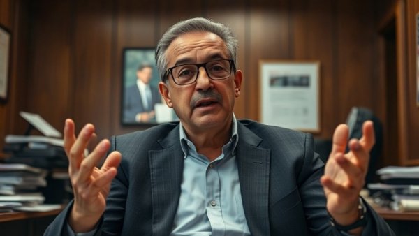 Person discussing the use of em dash with expressive gestures.