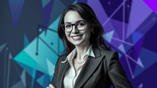 Confident businesswoman exuding executive presence, modern style.