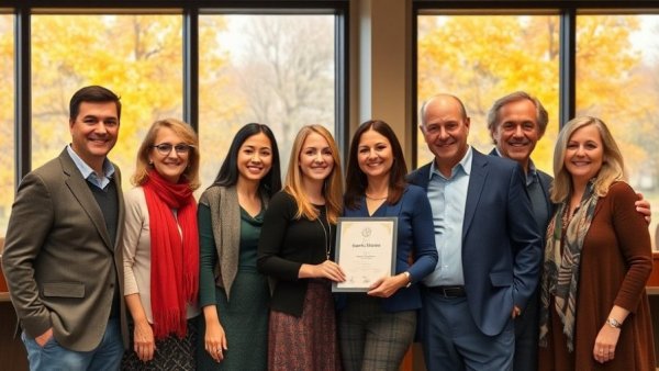 Award ceremony group with Vendor Representative of the Year certificate.