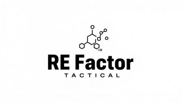 RE Factor Tactical logo design with chemical element.