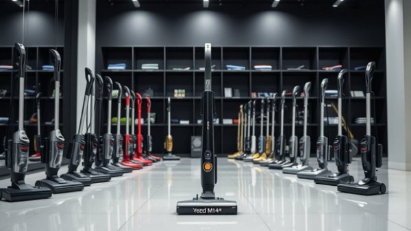 Yeedi M14+ vacuum in modern showroom display.