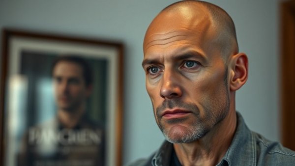 Contemplative man indoors, reflecting on addiction behind bodybuilding.