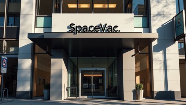 SpaceVac Opens New U.S. Headquarters with modern building facade and logo.
