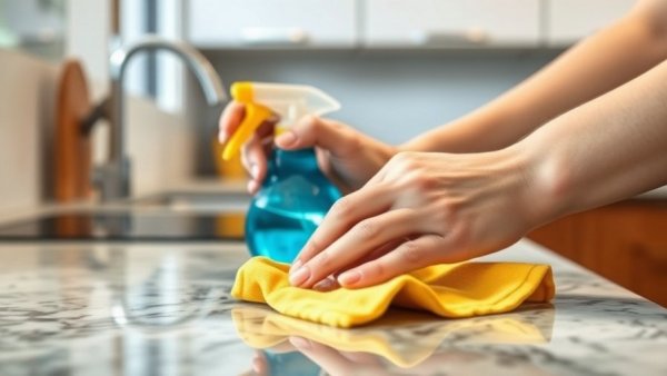 Close-up of common cleaning technique mistake in kitchen.