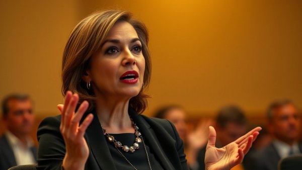Confident woman emphasizing passion in professional setting about healthy love.