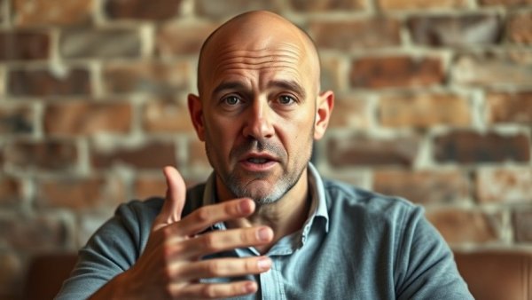 Person speaking on facing challenges against a brick wall.