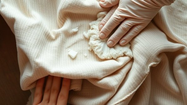 ASMR Cleaning Benefits: Detailed cleaning of fabric with gloved hands.