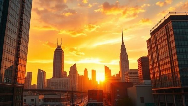 Udemy 60 Day Hustle Course promo with cityscape and sunset.