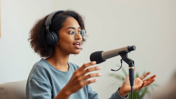 Woman podcasting expressing ideas, engaged discussion, test new class formats.