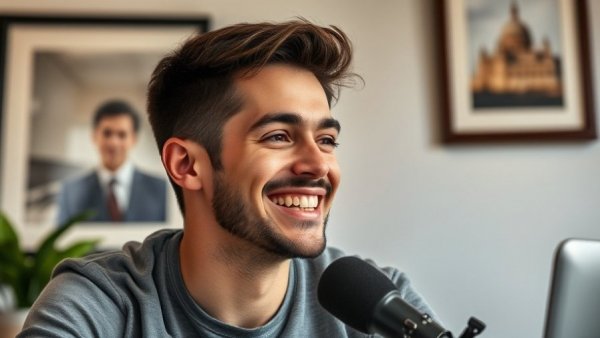 Young man discussing open-ended questions in sales during an interview.