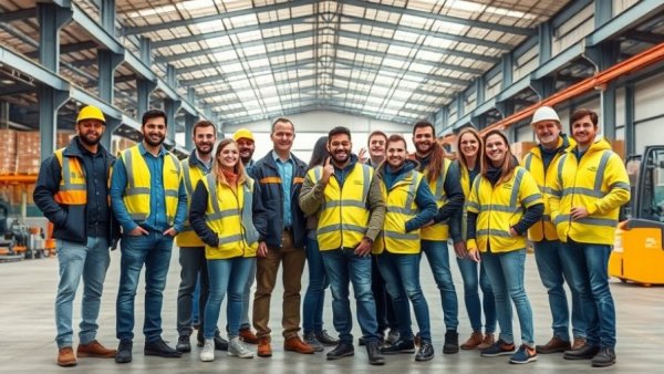 Kmart warehouse team promoting renewable electricity target initiative.