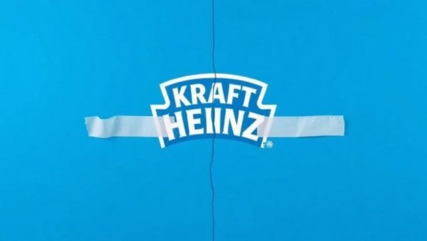 Kraft Heinz logo split with tape, representing breakup strategy