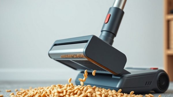 Dyson Clean+Wash vacuum cleaner effortlessly picking up cereal.