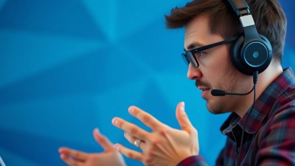 Focused individual discussing timing your remodeling billing, wearing headphones.
