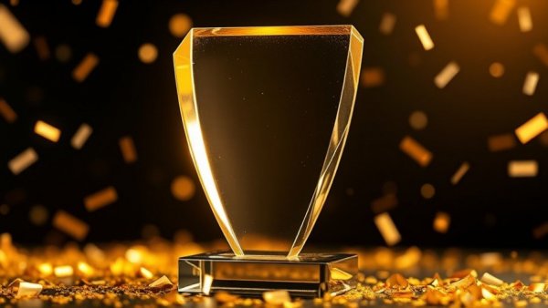 Elegant glass award with confetti for CleanLink Reader Choice Awards 2026.