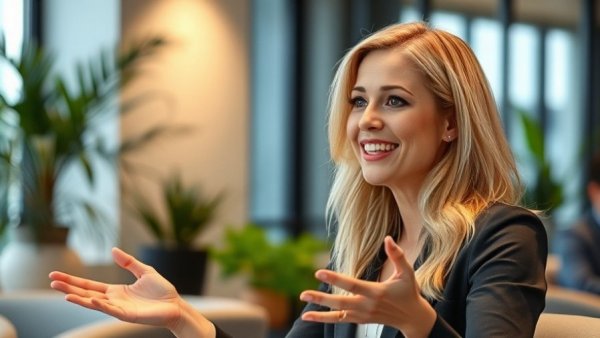 Tracey Mallet Pilates Program talk at conference, speaker gesturing.