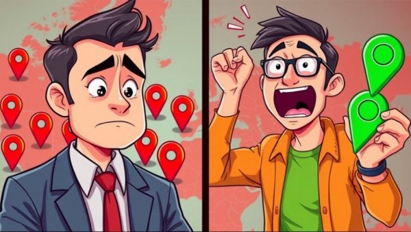 Dynamic digital map comparison: franchise versus individual advantage on Google Maps.