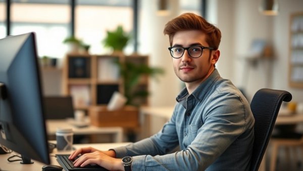 Casual professional at desk in modern office discussing reverse recruiters.