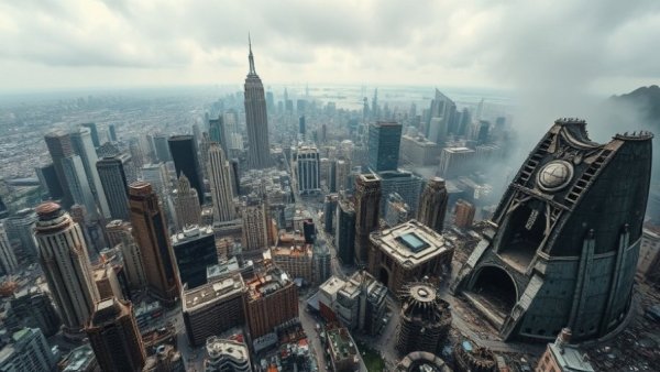 Contrasting cityscape showing cities that disappeared from the map.