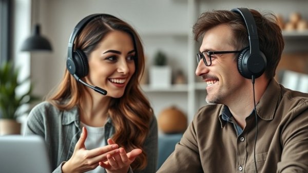 Split-screen video call of a man and woman starting their fitness journey now.