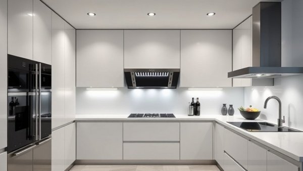 Modern kitchen with hidden ERV port for air circulation.