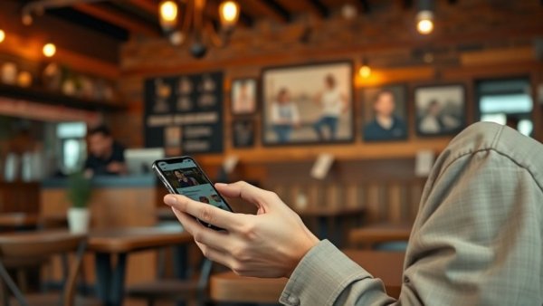 Positioning Your Organization's Brand: Person using app in cafe.