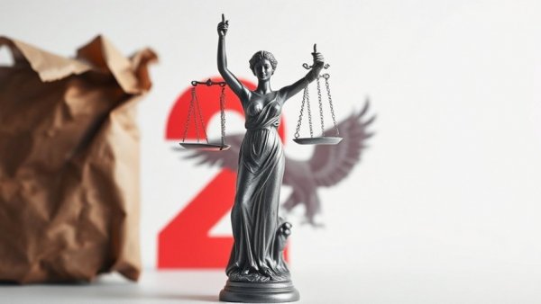 Artistic Lady Justice with red number 2 background, unwrapped.