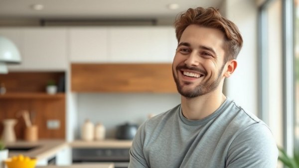 Casual male smiling indoors, Poor Genetics Explained theme.