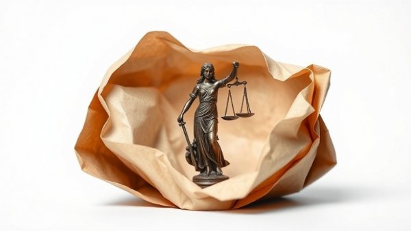 Statue of justice wrapped in paper representing National Firearms Act challenge.