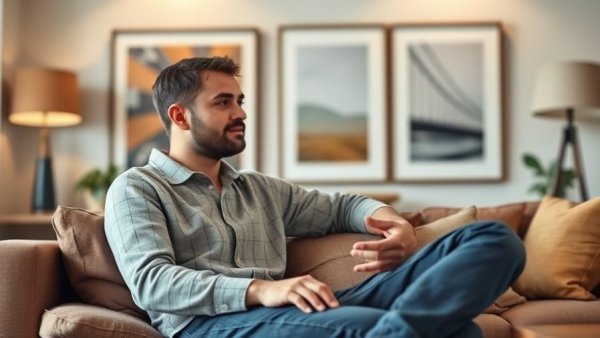 Young man discussing best practices for hiring in a modern setting.