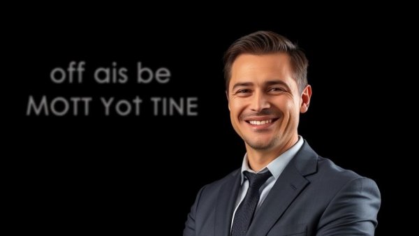 Confident individual in suit with motivational text, Operational Alpha strategy for scaling business backdrop.