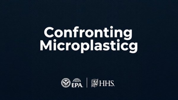 Title card on confronting microplastics, related to Make America Healthy Again initiative.