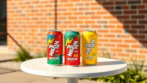 Starbucks new energy drinks on a white table outdoors.