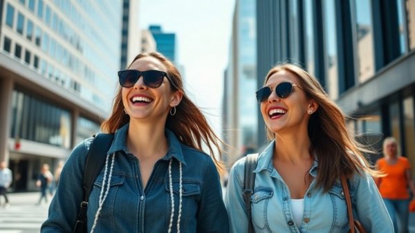 Two women enjoying their Pilates fitness journey in the city.
