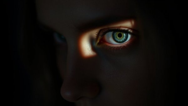 Close-up of a woman's face in shadow with one illuminated eye, symbolizing clarity in organizations.