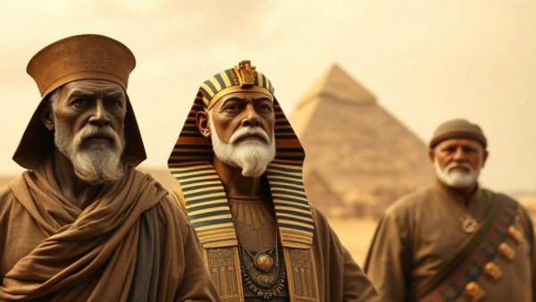 Greatest leaders in history depicted in a dramatic photorealistic image.