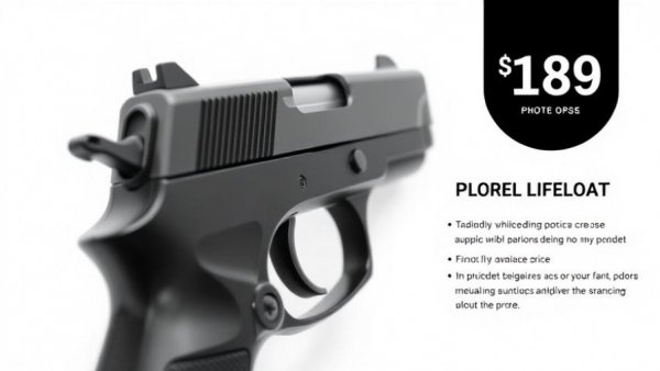 Sleek black handgun with highlighted features and text.