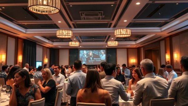 Silencer Shop GRPC Saturday Night Reception event in a warmly lit modern setting.