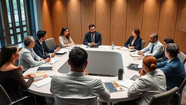 Structured networking at BNI meeting with professionals engaged.