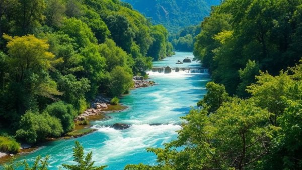 Lush landscape with a turquoise river, Learning every hour of course.