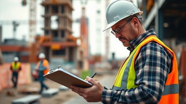 Worker ensuring IECC Energy Code Compliance at a construction site.