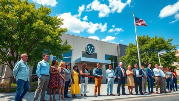 Christeyns North America Grand Opening with group outside building