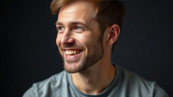 Smiling man engaged in conversation, Quick Design Rendering Hack.