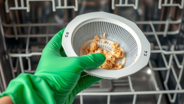 Cleaning dishwasher filter with gloves, how to clean your dishwasher.