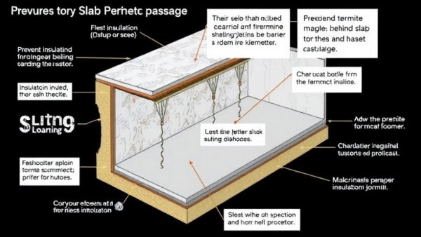 Preventive termite barriers behind slab insulation illustration.