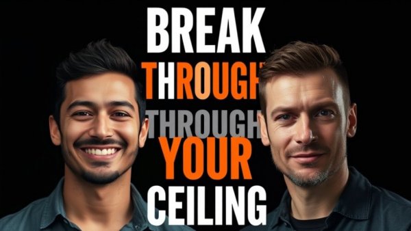 Two men with motivational text about breaking limits.