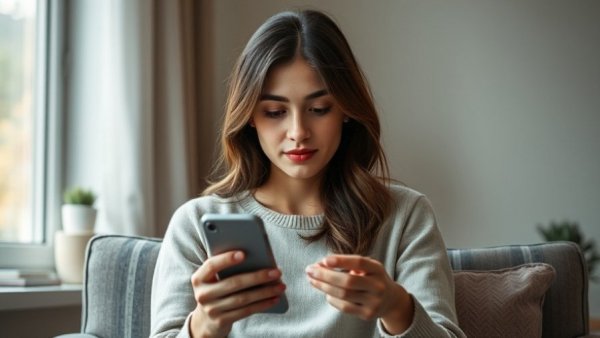 Young woman using smartphone, represents 'Authenticator Apps vs Social Media Scrolling'.